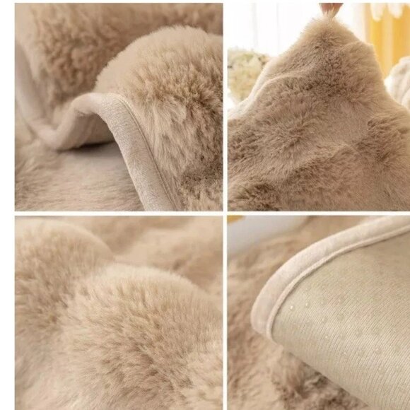 Plush Sofa Cover Khaki Color for 3 Seater Sofa (3 pieces) - Pet Smoke FREE Home! - Picture 2 of 7